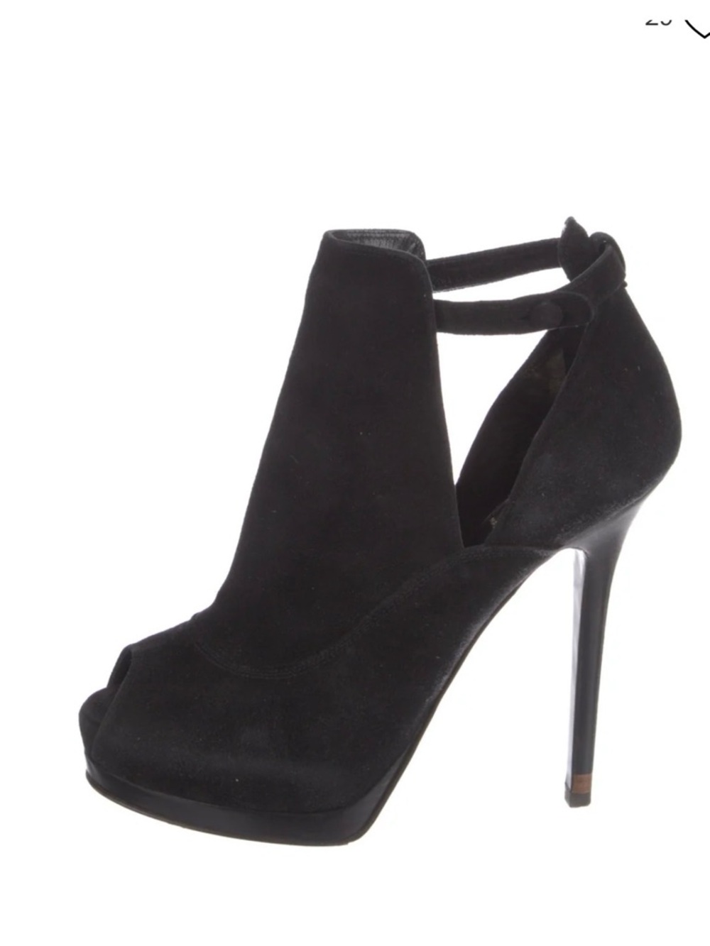 Fendi Black Suede Peep-Toe Platform Ankle Bootie
